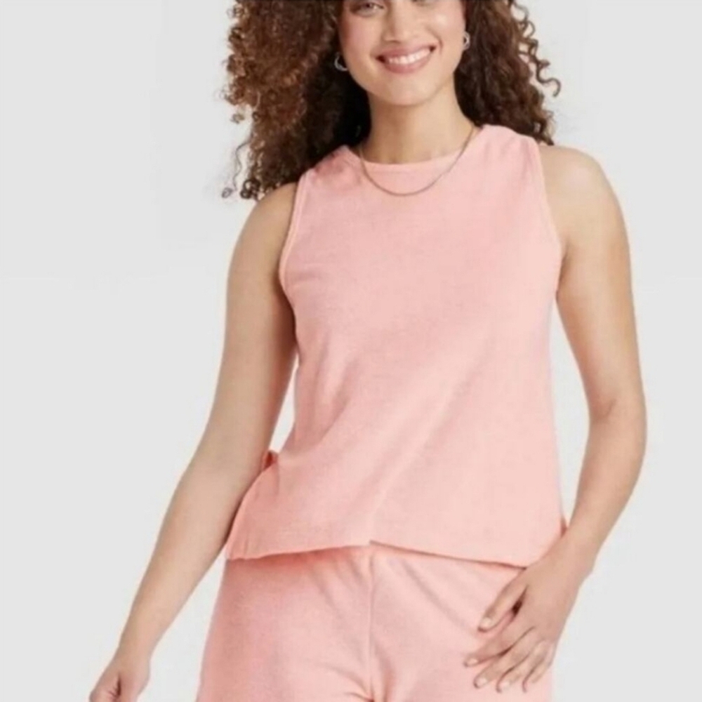A New Day Womens Terry Tank Top Size XS Peach Razor NEW